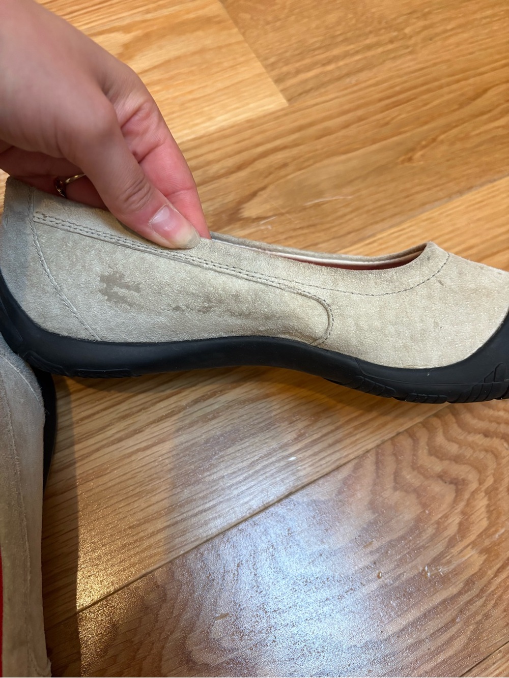 Camper Beige Suede Ballet Flats with Black Rubber Toe - Picture 7 of 8